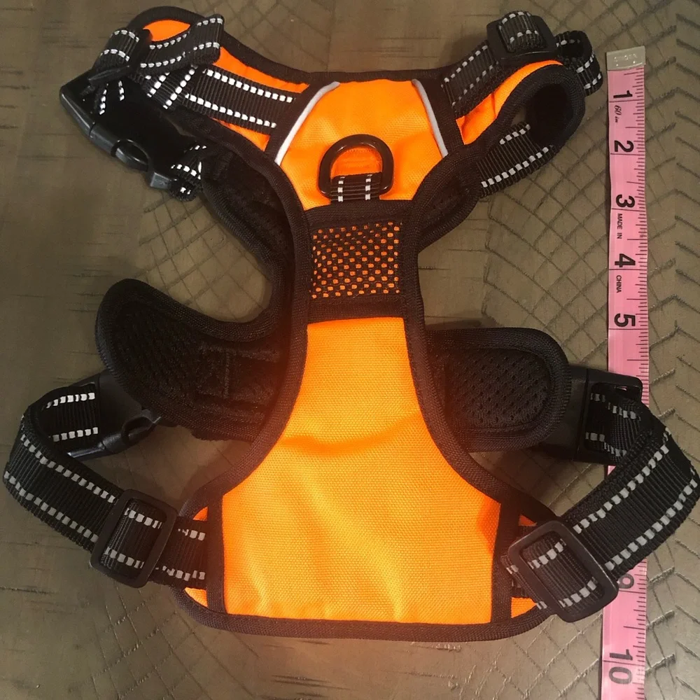 PHOEPET No Pull Dog Harness Medium Reflective Adjustable, 2 Metal Hooks Vest